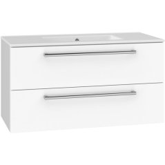 EBS Pure Skříňka s keramickým umyvadlem slim 101 cm, bílá