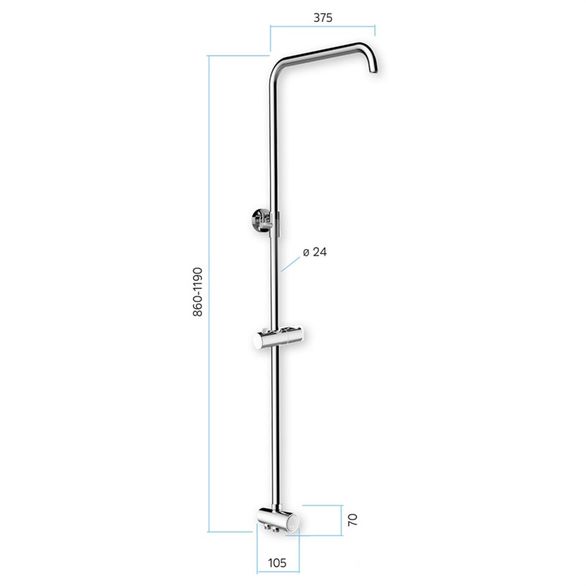 EBS Sprchová tyč s přepínačem 86 - 119 cm, chrom