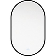 EBS Emilia Oválné zrcadlo 50 x 80 cm s LED osvětlením a senzorem, černá rám