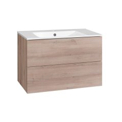 EBS KUBA Skříňka + keramické umyvadlo Slim 81 cm, dub Kronberg