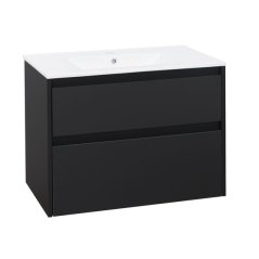 EBS Duomo Skříňka a keramické umyvadlo Slim 81 cm, černá matná