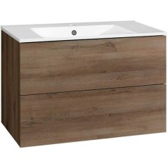 EBS KUBA Skříňka + keramické umyvadlo Slim 81 cm, dub halifax