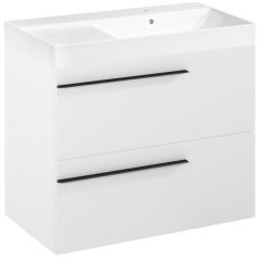 EBS Ardo Skříňka s umyvadlem 80 cm, P, bílá mat, madlo černá mat