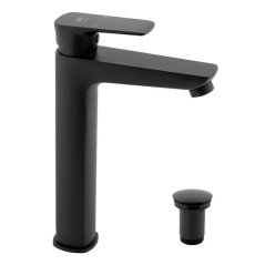 EBS Urban Black Vysoká umyvadlová baterie s výpustí, černá mat