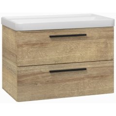 EBS Urban Skříňka s umyvadlem 80cm, dub Riviera/madlo černá