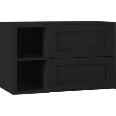 EBS Lasy Skříňka umyvadlová s deskou a s regálem vlevo, 93,2 cm, černá matná
