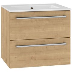 EBS Pure Skříňka s keramickým umyvadlem slim 61 cm, dub Arlington