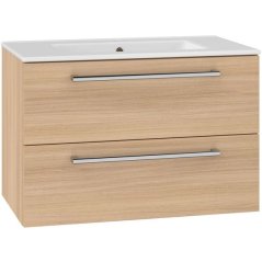 EBS Pure Skříňka s keramickým umyvadlem slim 81 cm, dub sand barbera