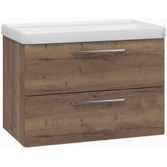 EBS Urban Skříňka s umyvadlem 80cm, dub Halifax/madlo nerez