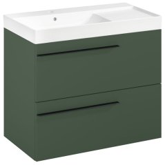EBS Ardo Skříňka s umyvadlem 80 cm, L, lesní zelená mat, madlo černá mat