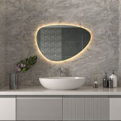 EBS Pluto Asymetrické zrcadlo 80x55 cm s LED podsvícením na dotykové tlačítko